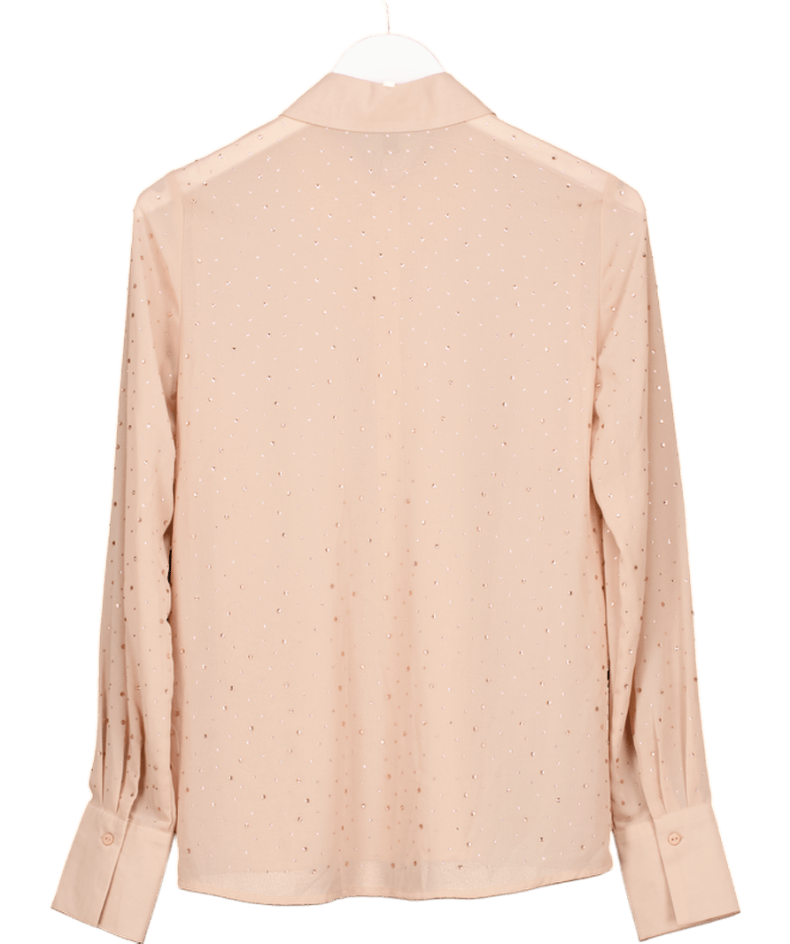 Lipsy Nude Sheer Chiffon Embellished Shirt UK 8 - Reliked