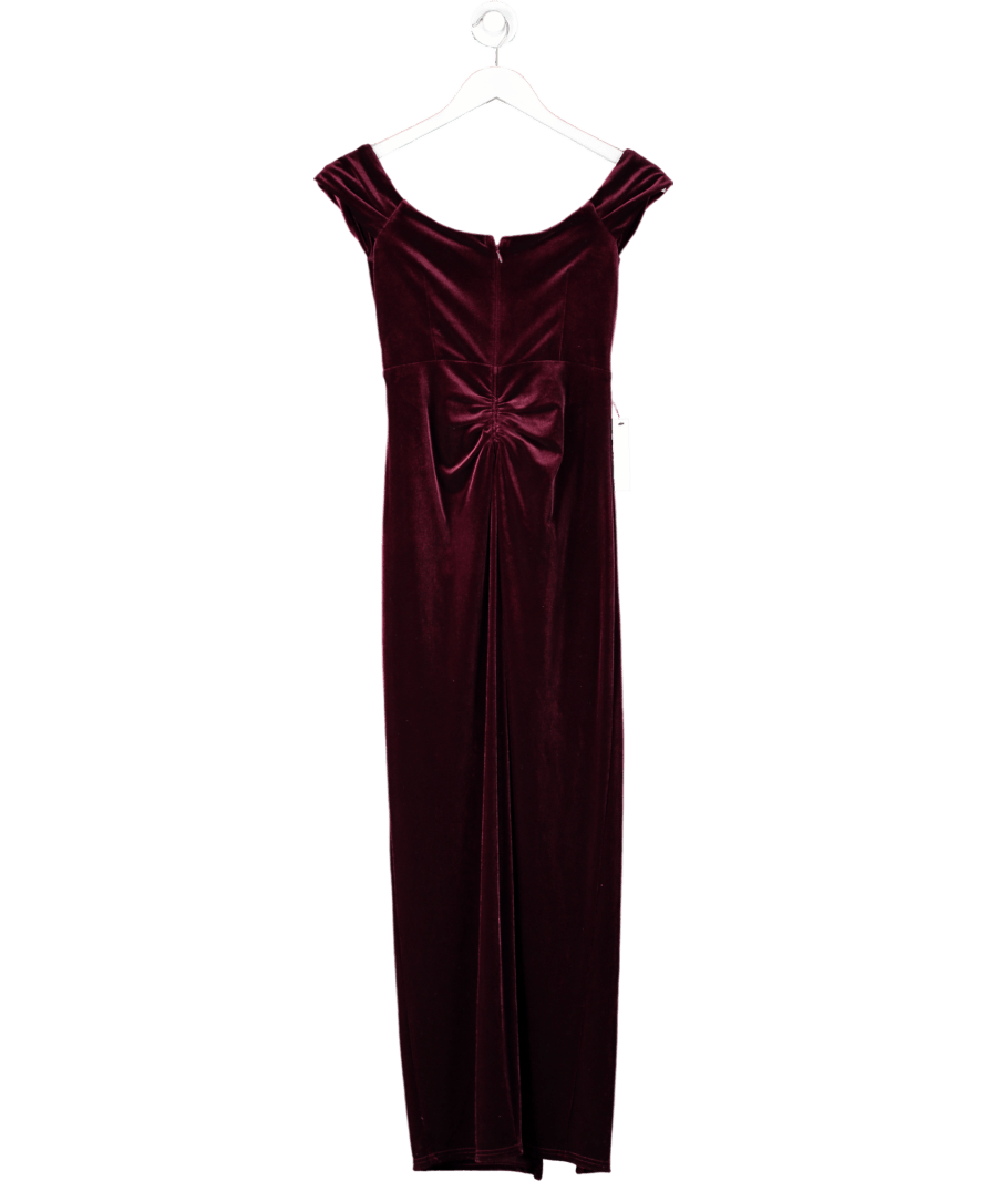 Lipsy Red Burgundy Velvet Knot Front Maxi Dress UK 8 - Reliked