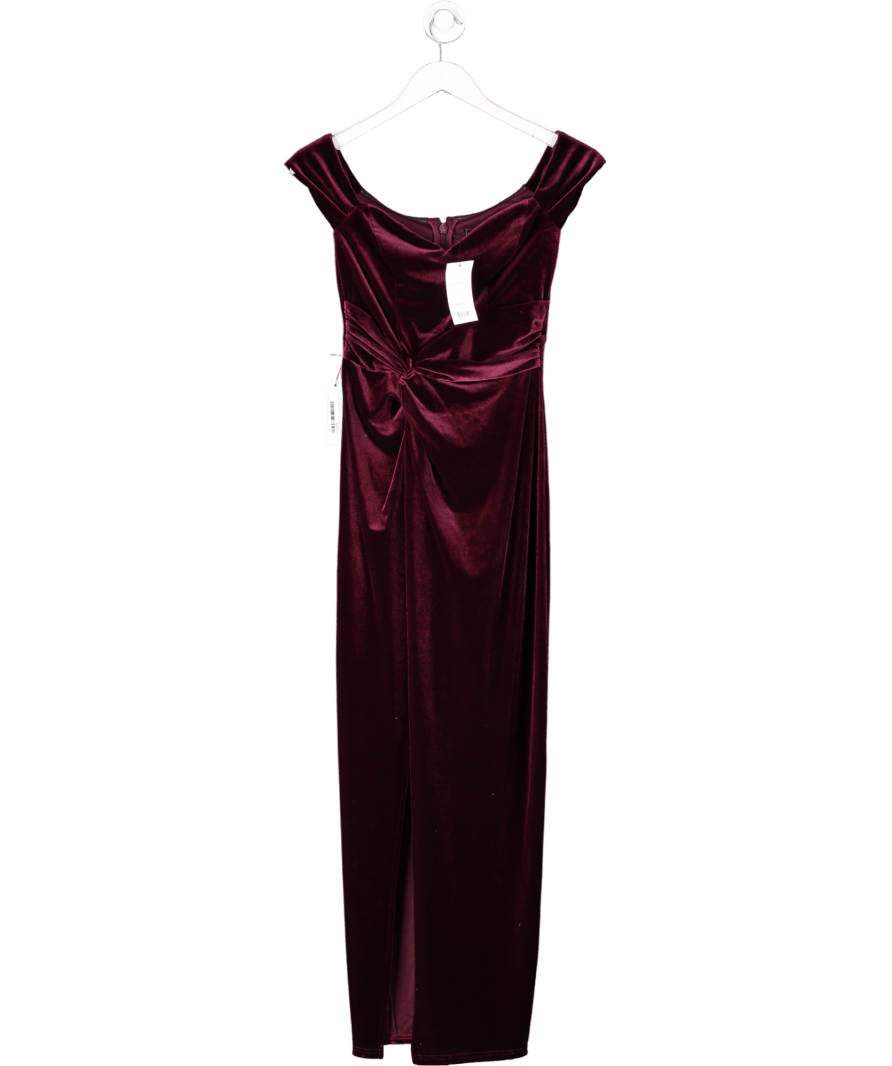 Lipsy Red Burgundy Velvet Knot Front Maxi Dress UK 8 - Reliked