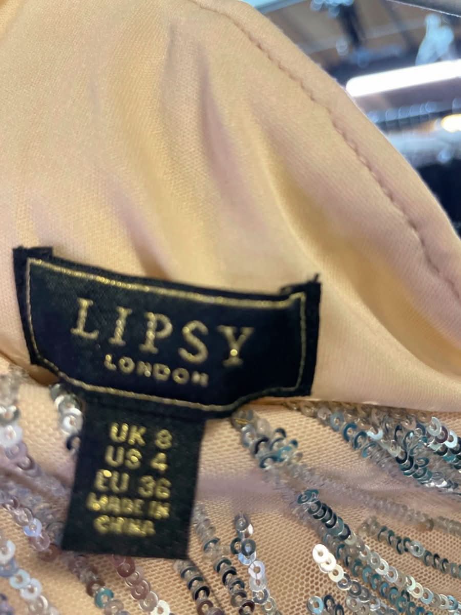 Lipsy Silver Sequin One Shoulder Maxi Dress UK 8 - Reliked