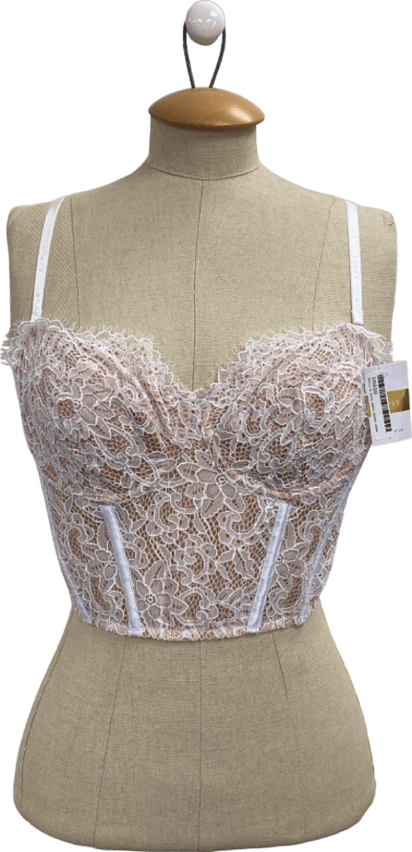 Lipsy White Lace Embroidered Bustier UK 32D - Reliked