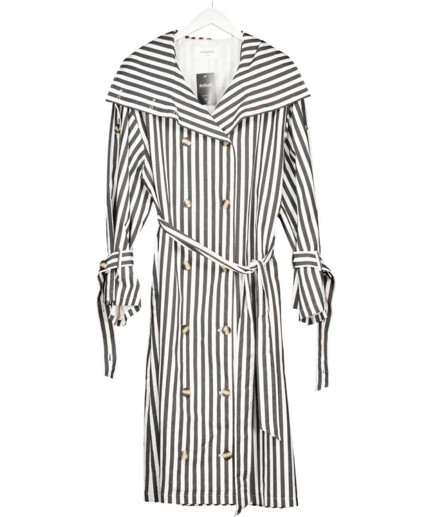 LIS BONNE ATELIER The Striped Trenchcoat - Black / White UK M - Reliked