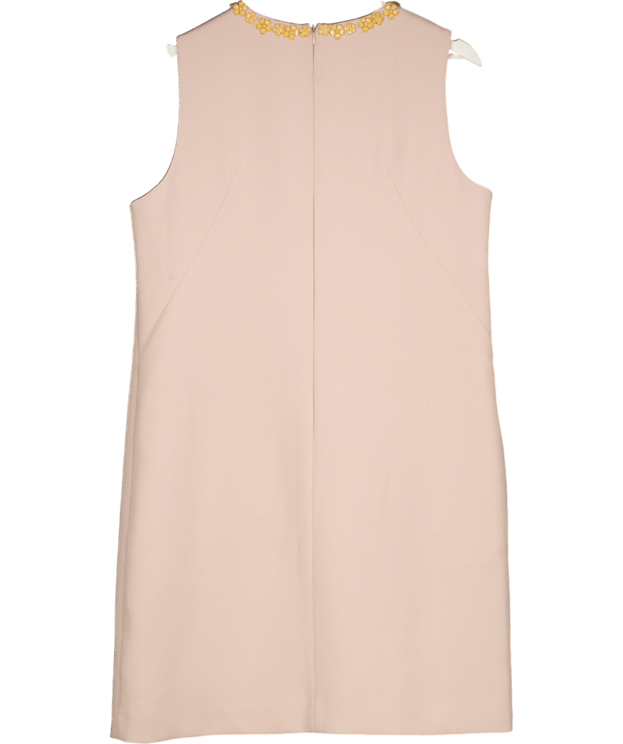 LK Bennett Beige Beaded Detail A - line Shift Dress UK 16 - Reliked