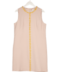 LK Bennett Beige Beaded Detail A - line Shift Dress UK 16 - Reliked