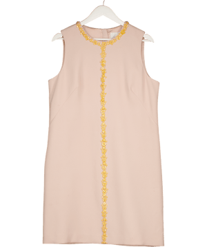 LK Bennett Beige Beaded Detail A-line Shift Dress UK 16