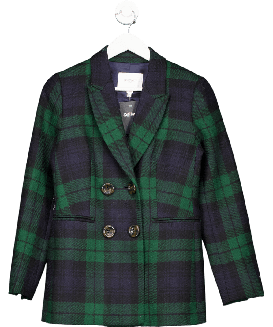 LK Bennett Green Mariner Blackwatch Tartan Tailored Jacket UK 6 - Reliked