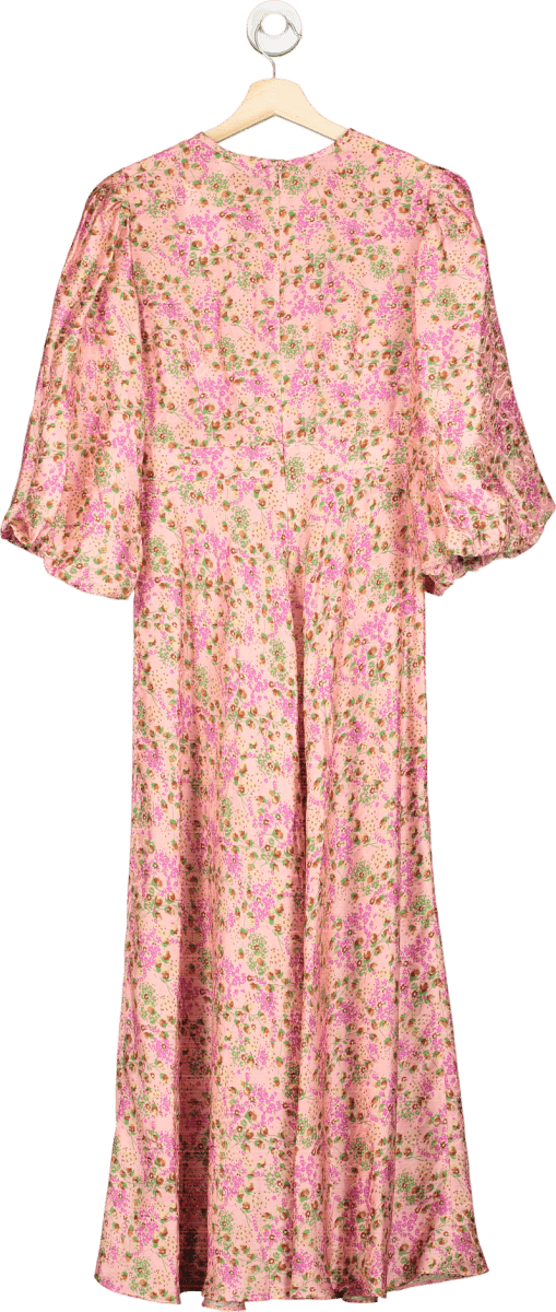 LK Bennett Pin kLois meadow - print balloon - sleeve silk - blend midi dress UK 8 - Reliked