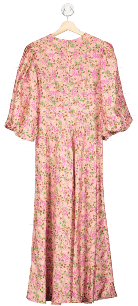 LK Bennett Pin kLois meadow - print balloon - sleeve silk - blend midi dress UK 8 - Reliked