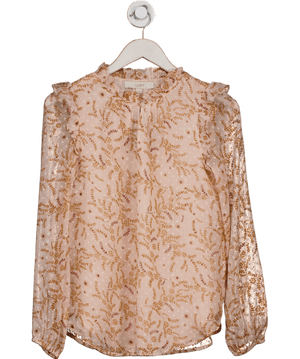 LOFT Pink Floral Ruffle Sleeve Blouse UK XXS