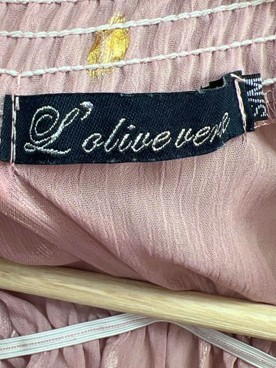 L'Olive Verte Pink and Gold Polka Dot Sheer Smocked Blouse Size S - Reliked