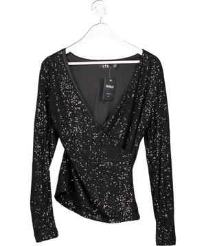 Long Tall Sally Tall Black Sequin Wrap Top