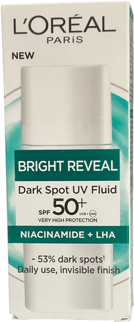 loreal Bright Reveal Dark Spot Uv Fluid Spf 50+ Niacinamide 50ml - Reliked