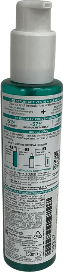 L'Oreal Bright Reveal Spot Fading Serum - in - cleanser 150ml - Reliked