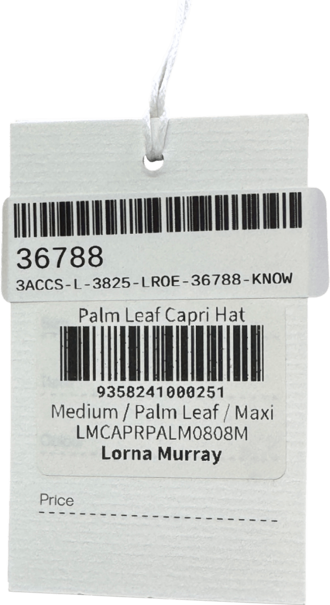 LORNA MURRAY Beige Palm Leaf Capri Hat - Sage Green Trim UK M - Reliked