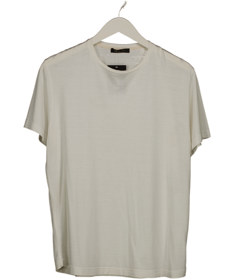 Loro Piana Ivory White Silk / Cotton Blend Levo T-shirt UK L - Reliked