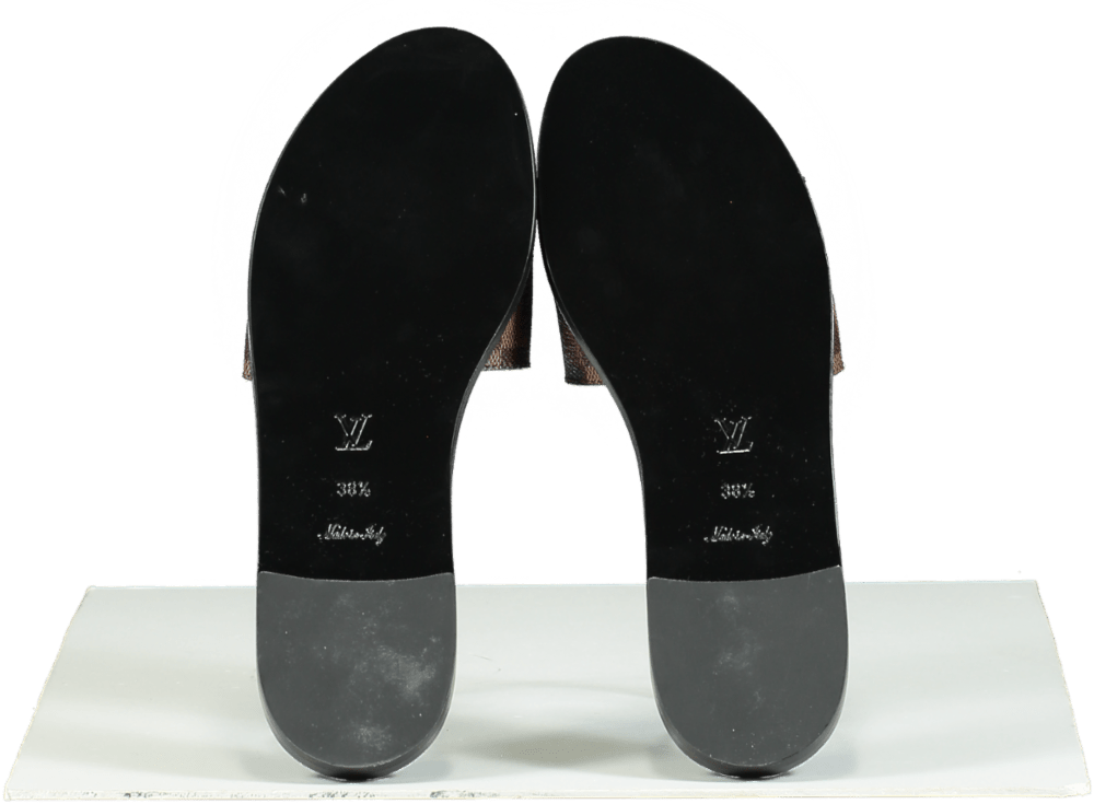 Louis Vuitton Brown Lock It Flat Mules UK 5.5 EU 38.5 👠 - Reliked