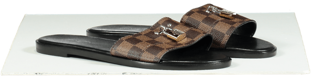 Louis Vuitton Brown Lock It Flat Mules UK 5.5 EU 38.5 👠 - Reliked