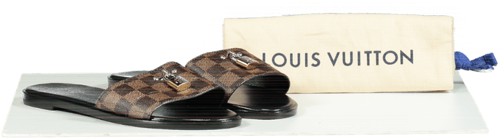 Louis Vuitton Brown Lock It Flat Mules UK 5.5 EU 38.5 👠 - Reliked