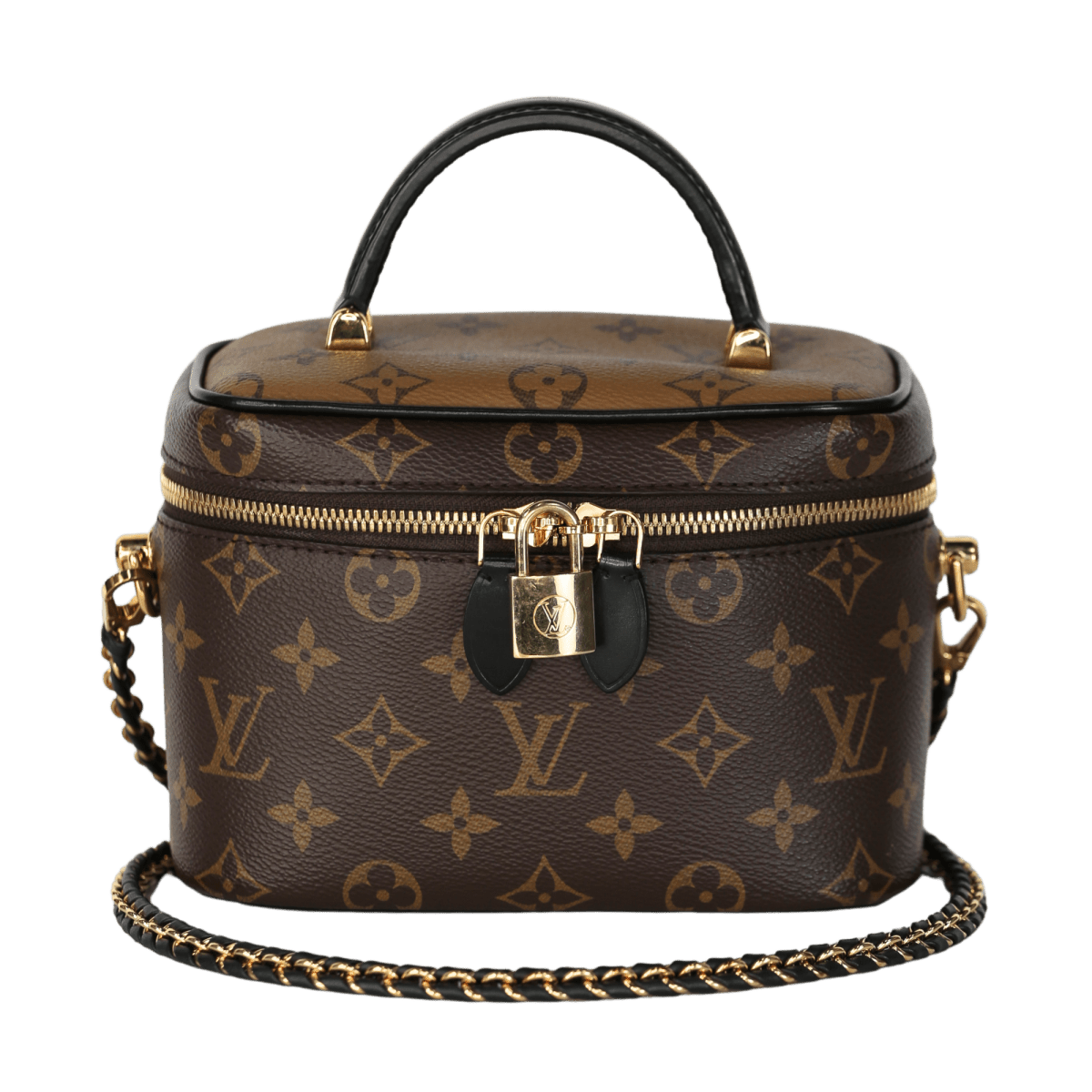 Louis Vuitton Brown Monogram Reverse Canvas Vanity Chain Pouch Bag - Reliked