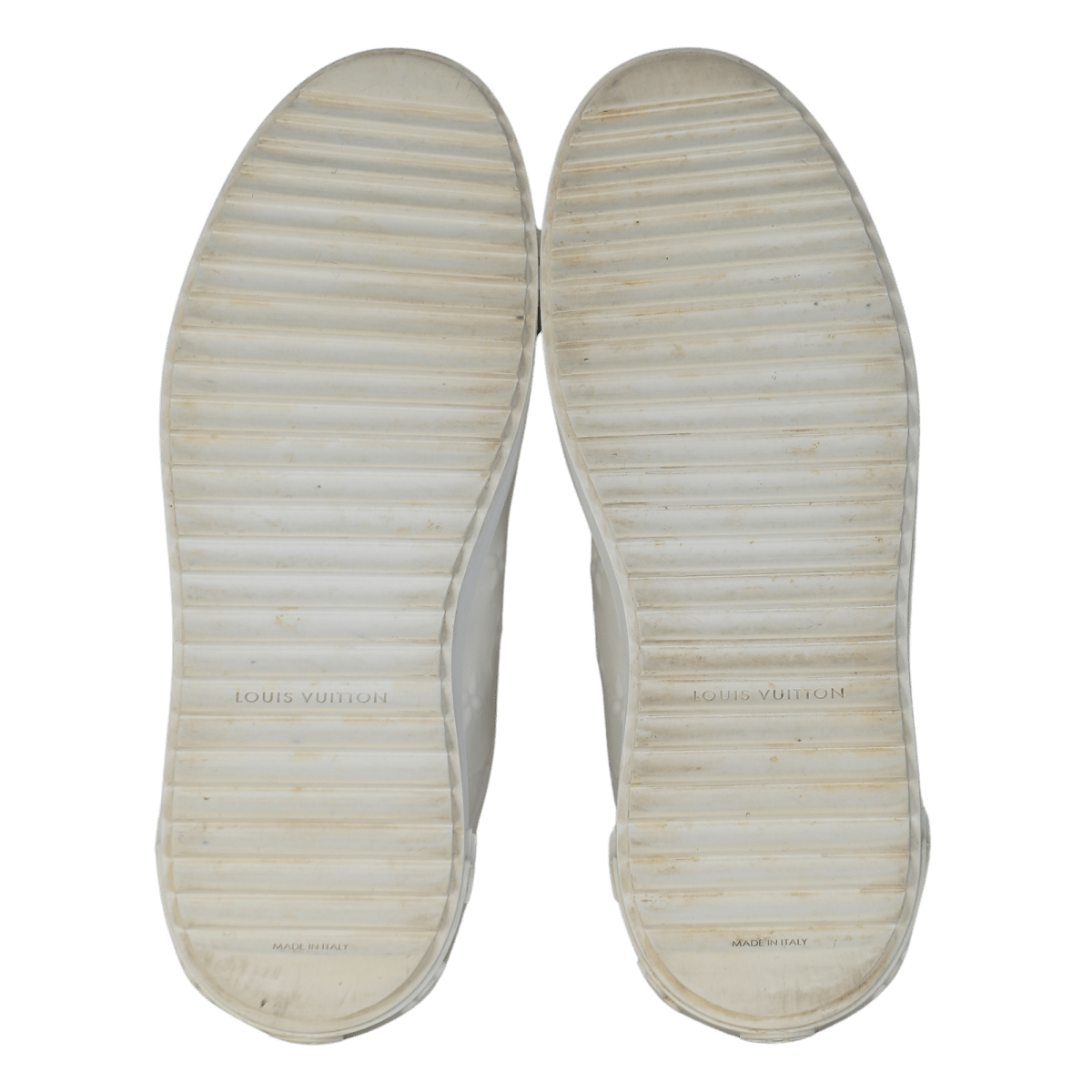 Louis Vuitton White Icon Time Out Debossed Trainers With Monogram Trim UK 4.5 EU 37.5 👠 - Reliked