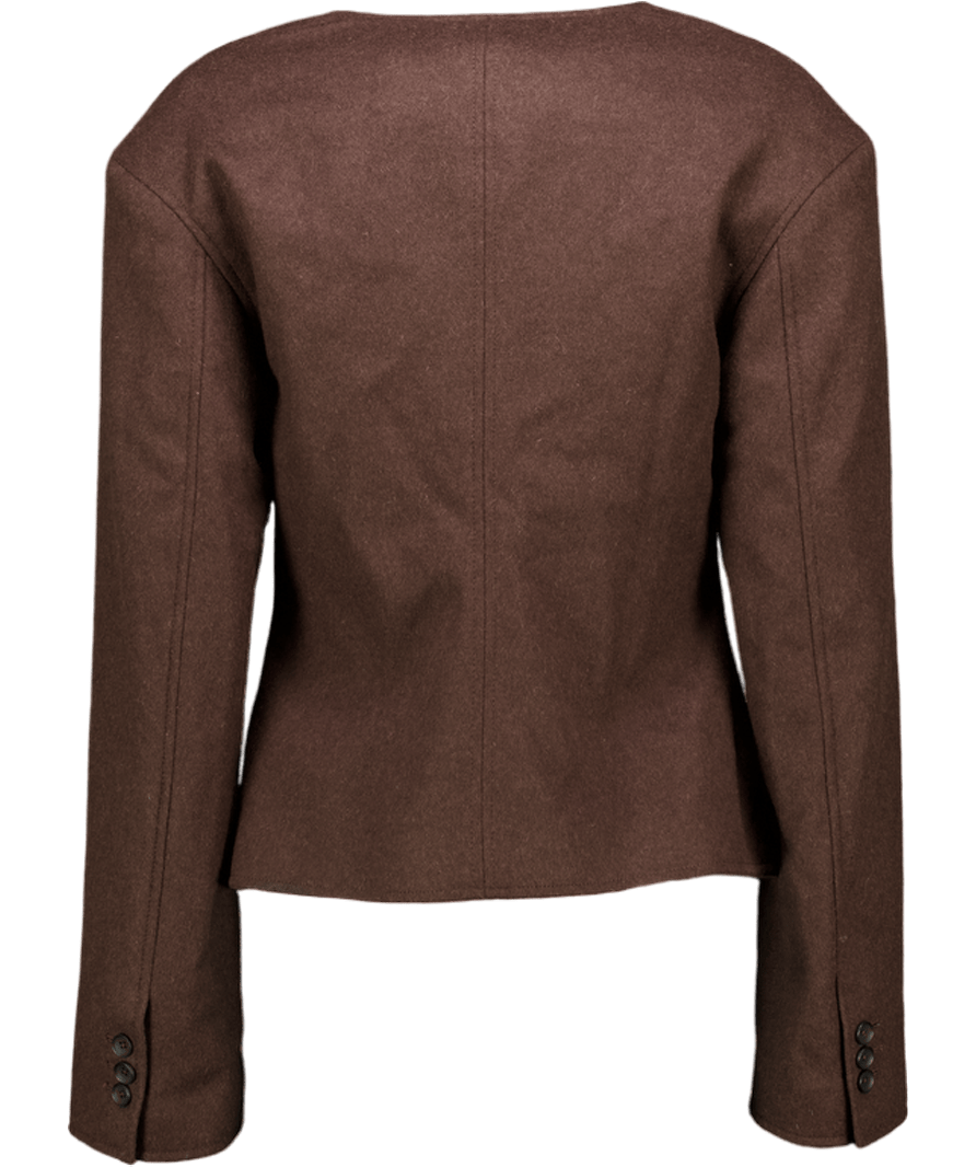 LOULOU STUDIO Chocolate Brown Luxury Virgin Wool Short Jacket UK S - Reliked