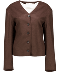 LOULOU STUDIO Chocolate Brown Luxury Virgin Wool Short Jacket UK S - Reliked