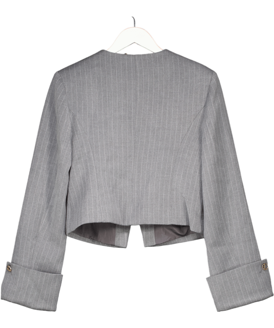Lounge Apparel Grey Pinstripe Structured Jacket UK S - Reliked