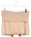 Lounge Beige Foldover Knitted Shorts UK M - Reliked