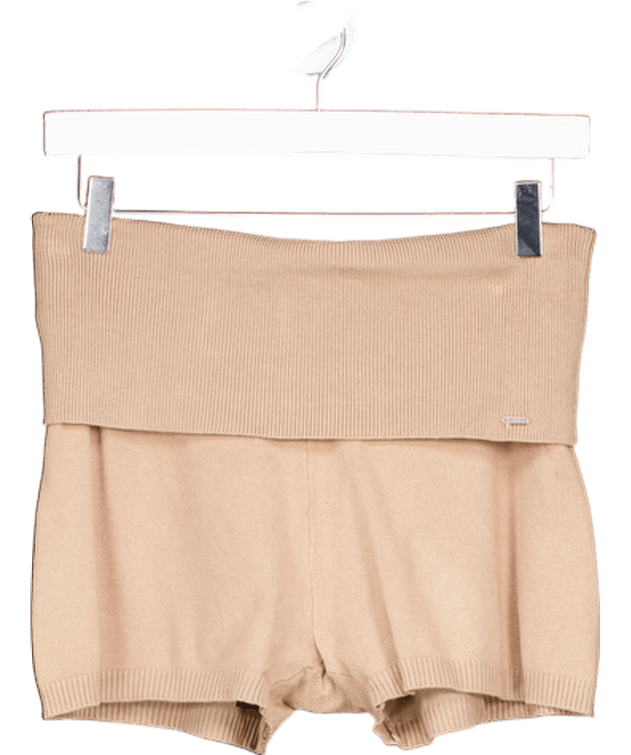 Lounge Beige Foldover Knitted Shorts UK M - Reliked