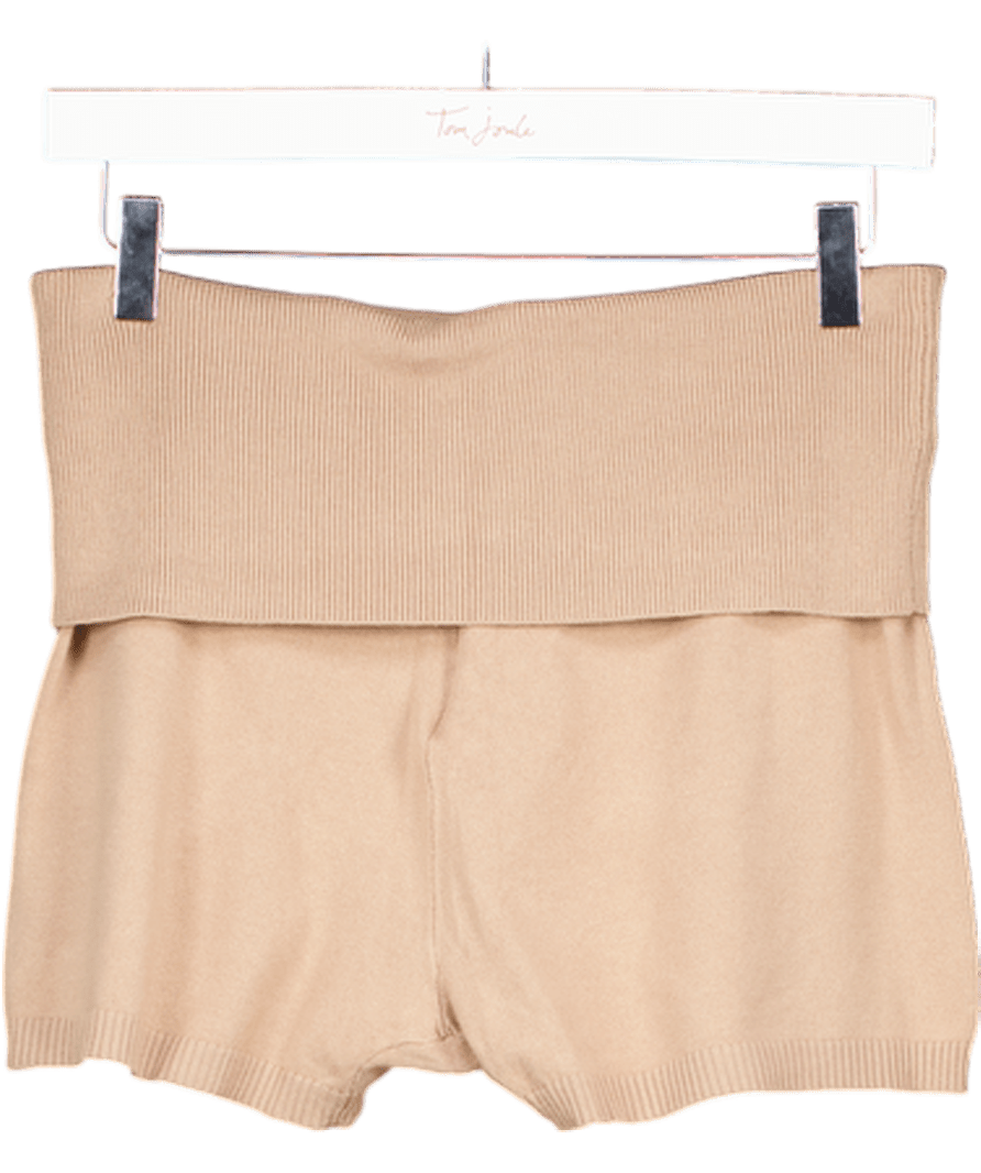 Lounge Beige Foldover Knitted Shorts UK M - Reliked