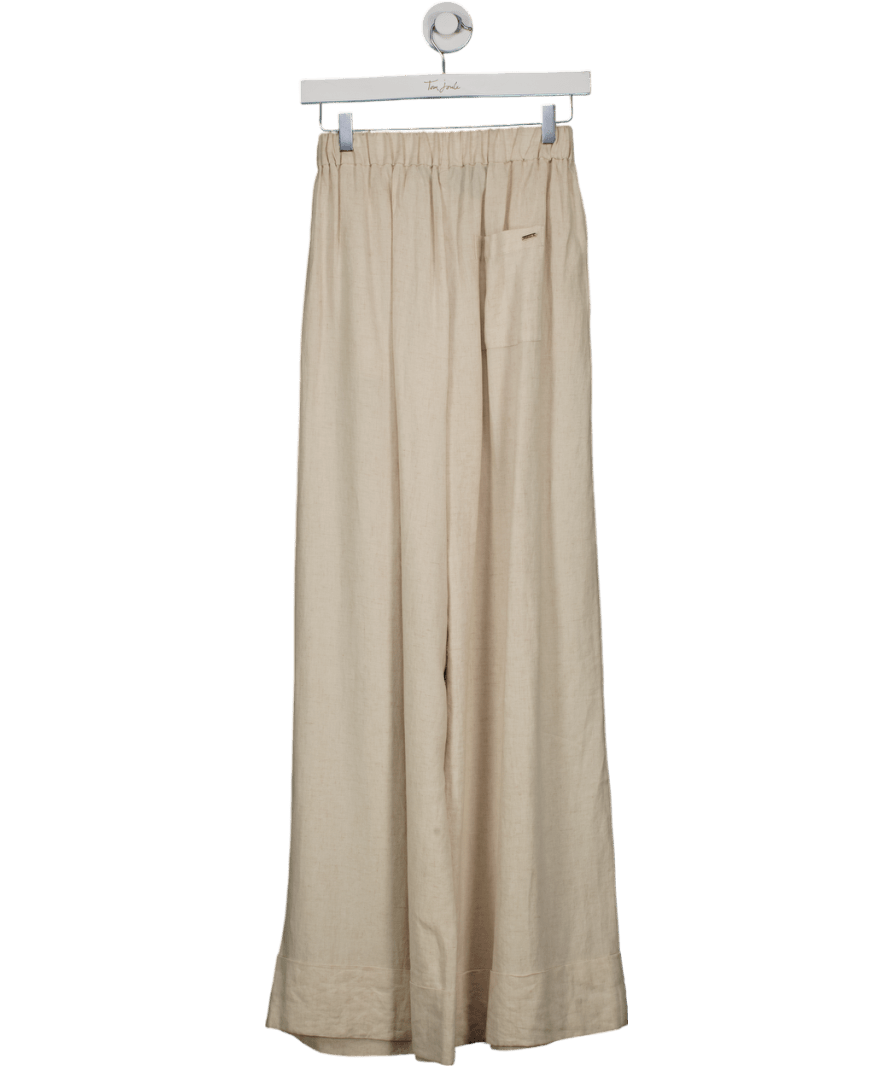 lounge Cream Linen Blend Wide - leg Trousers UK 6 - Reliked