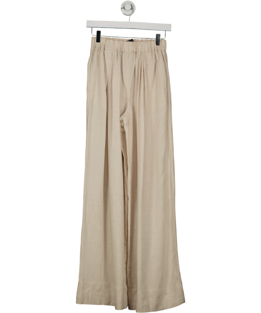 lounge Cream Linen Blend Wide - leg Trousers UK 6 - Reliked
