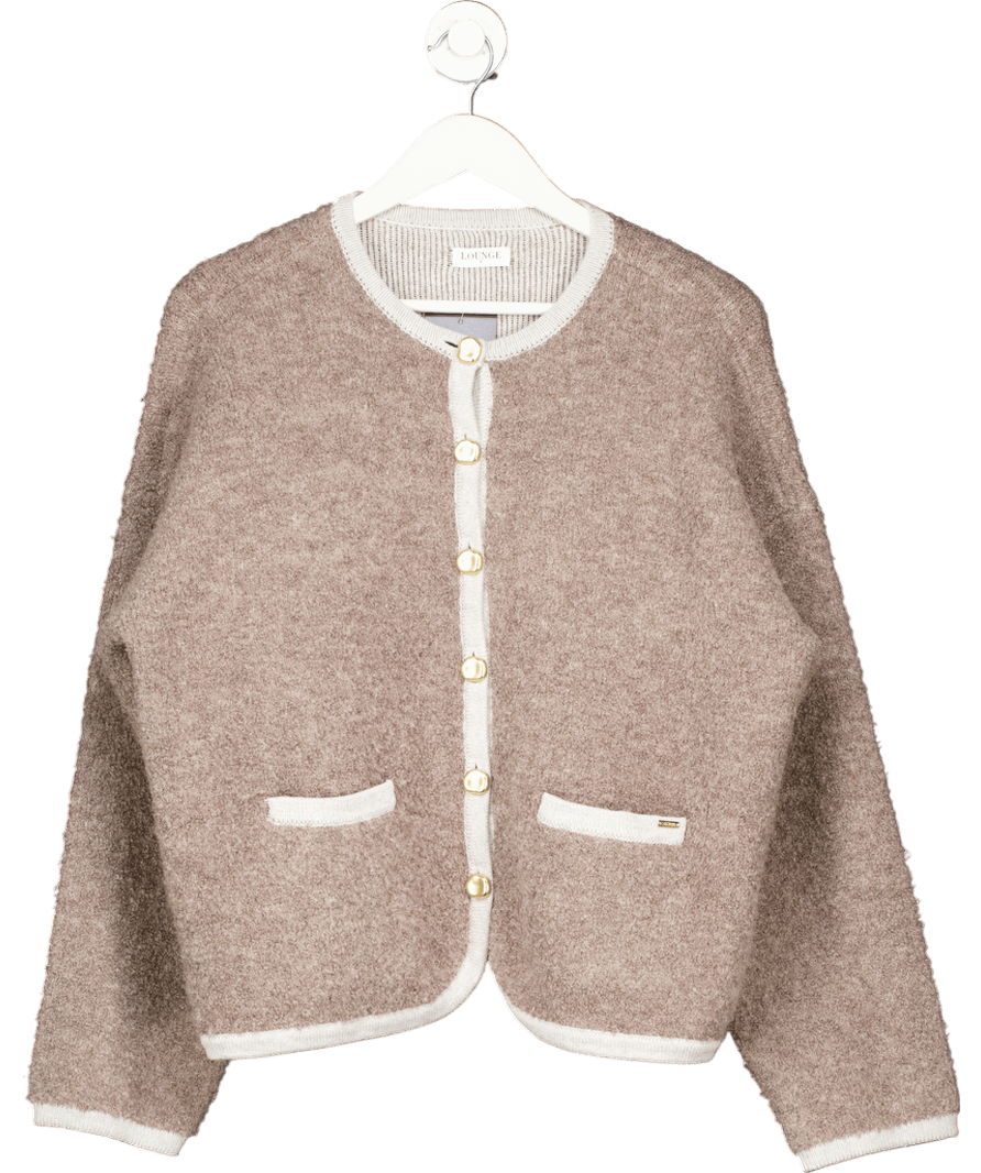 LOUNGE Grey Boucle Knit Oversize Cardigan/ Jacket UK S - Reliked