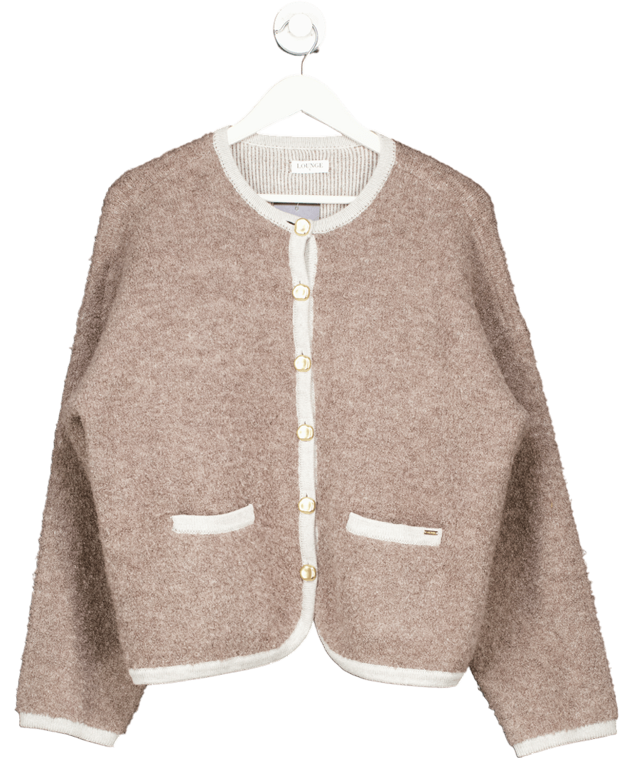 LOUNGE Grey Boucle Knit Oversize Cardigan/ Jacket UK S - Reliked