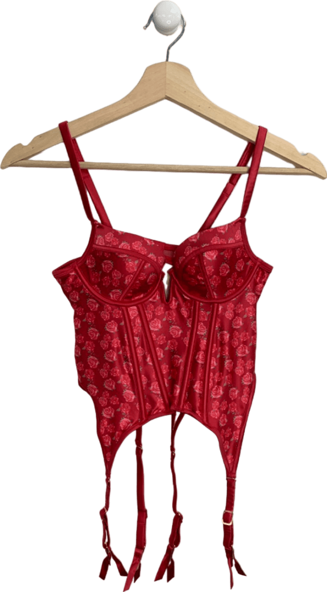 Lounge Red KAIA Floral Bodysuit with Suspenders XS, M - Reliked