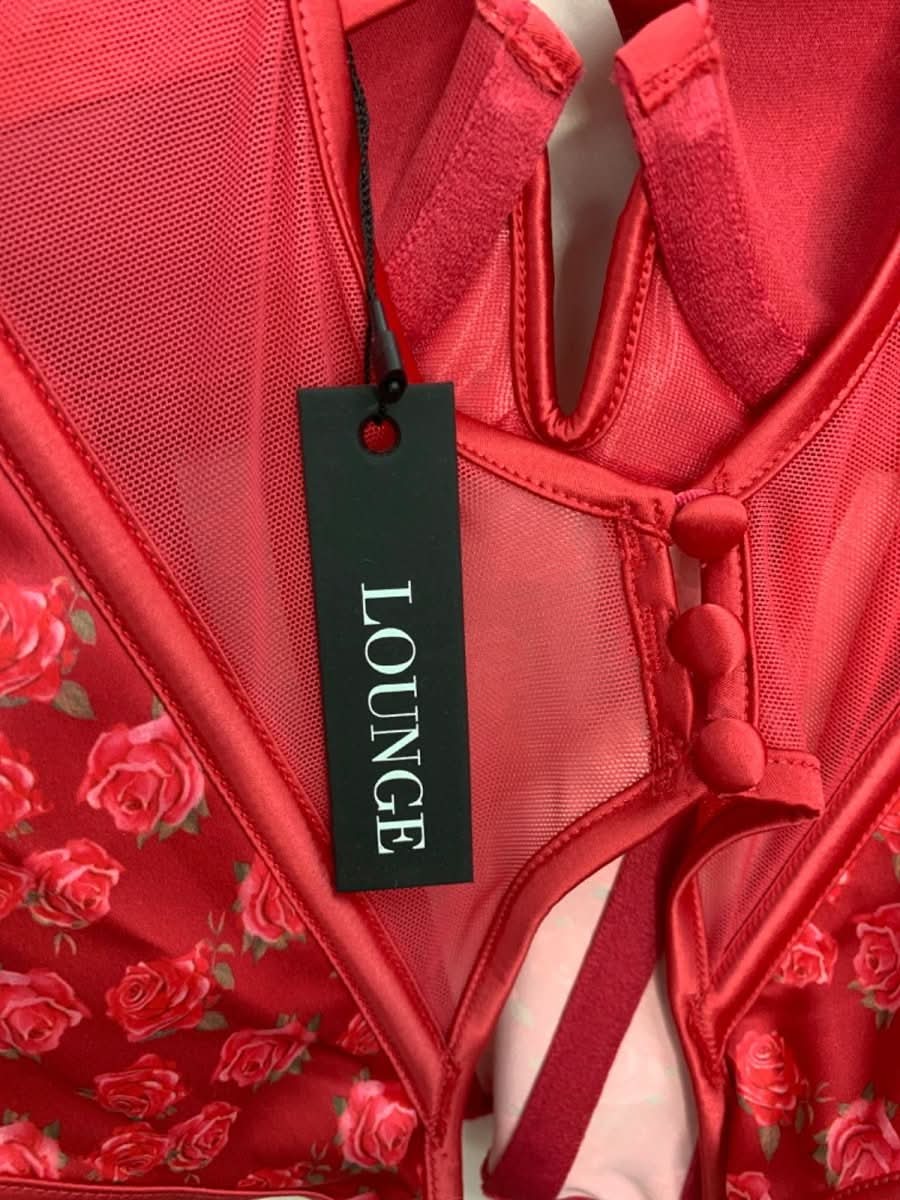 Lounge Red KAIA Floral Bodysuit with Suspenders XS, M - Reliked