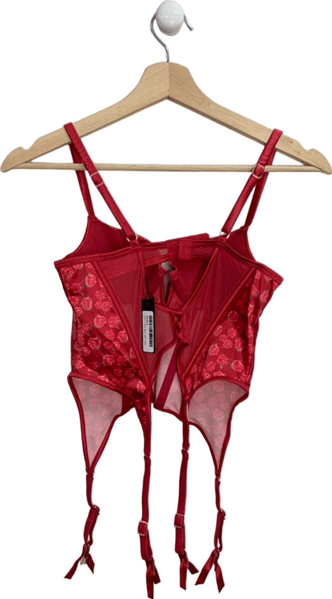 Lounge Red KAIA Floral Bodysuit with Suspenders XS, M - Reliked