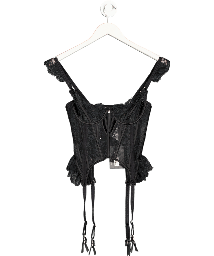 Lounge Underwear Black Gia Intimates Lace Corset UK S - Reliked