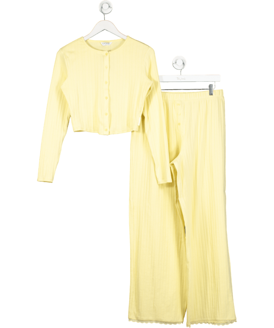 lounge Yellow Pointelle Cardigan And Trousrs UK L - Reliked