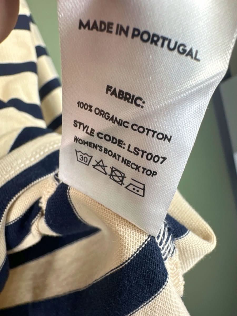 LOVE Navy/White Striped Boat Neck Top UK L - Reliked