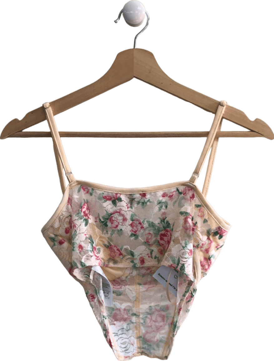 Love Triangle Beige Floral Bodysuit UK S - Reliked