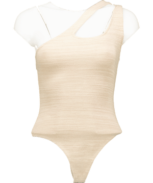 Lovers and Friends Beige High Neck Bodysuit UK XXS
