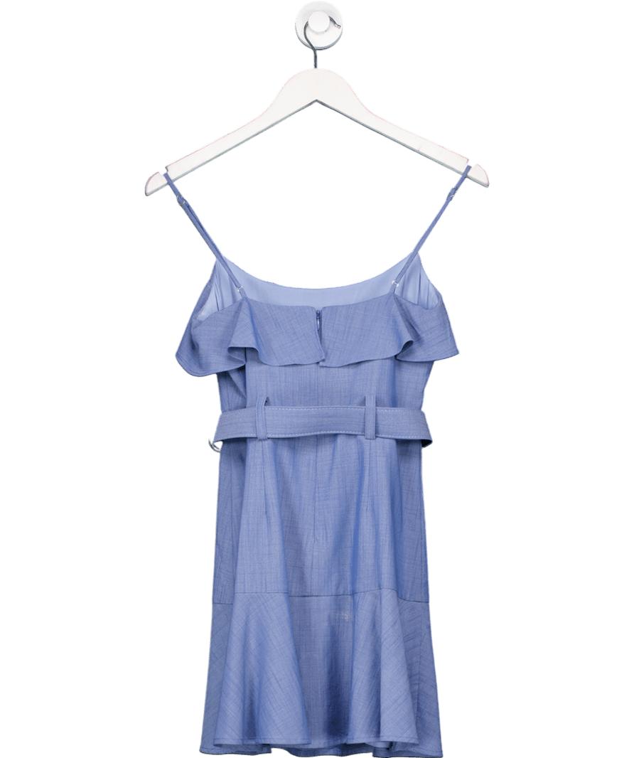 Lovers and Friends Blue Belted Peplum Hem Mini Dress UK XS - Reliked