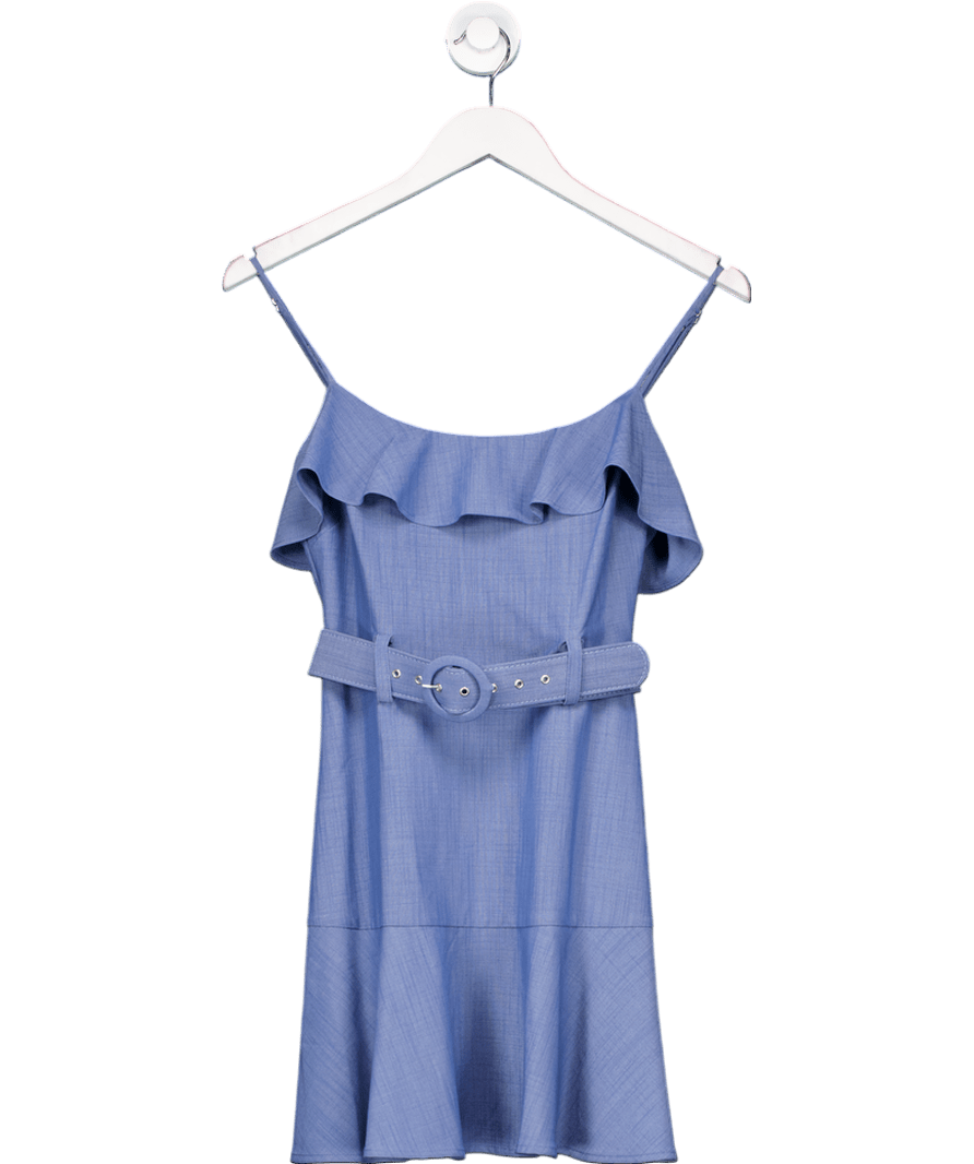 Lovers and Friends Blue Belted Peplum Hem Mini Dress UK XS - Reliked