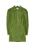 Lovers and Friends Green Velvet Zip Front Long Sleeve Mini Dress UK XXS - Reliked