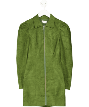 Lovers and Friends Green Velvet Zip Front Long Sleeve Mini Dress UK XXS