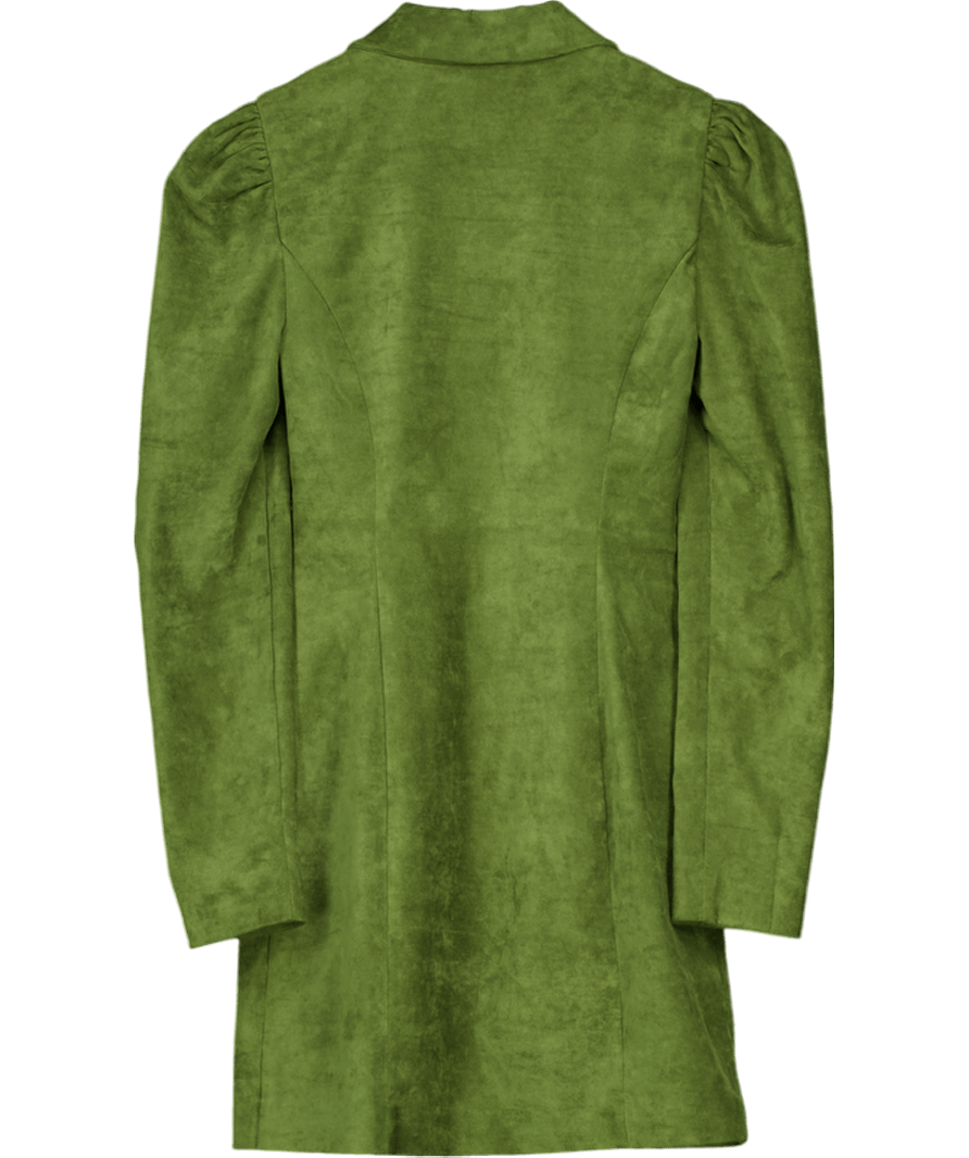Lovers and Friends Green Velvet Zip Front Long Sleeve Mini Dress UK XXS - Reliked