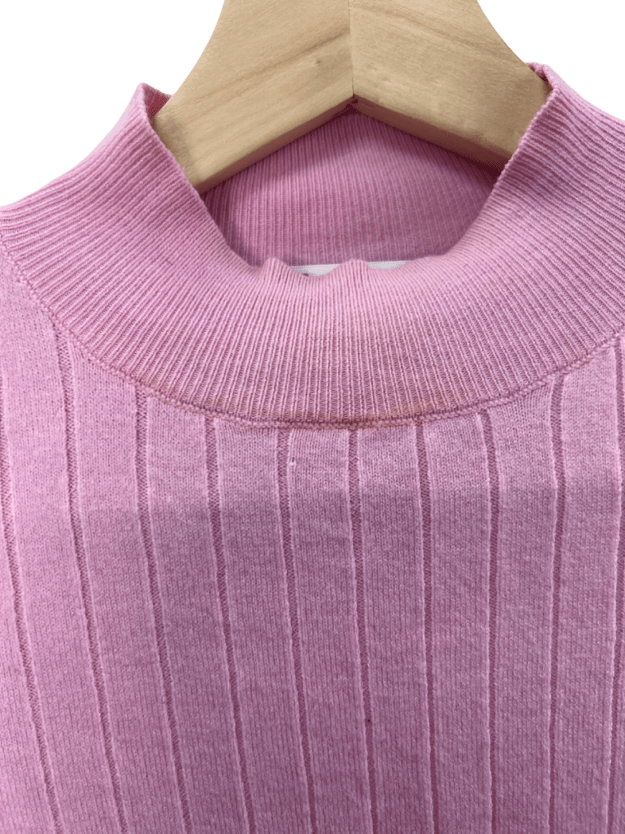 Lovers + Friends Pink Ribbed Turtleneck Jumper S - Reliked