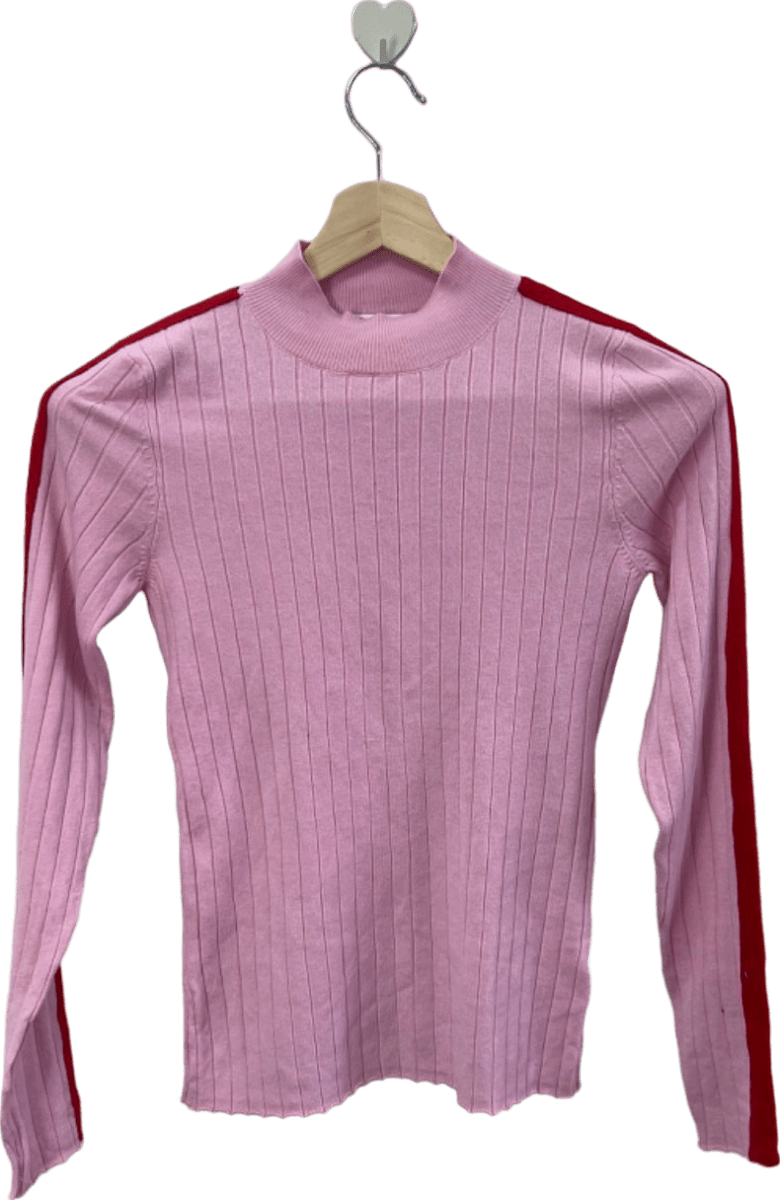 Lovers + Friends Pink Ribbed Turtleneck Jumper S - Reliked