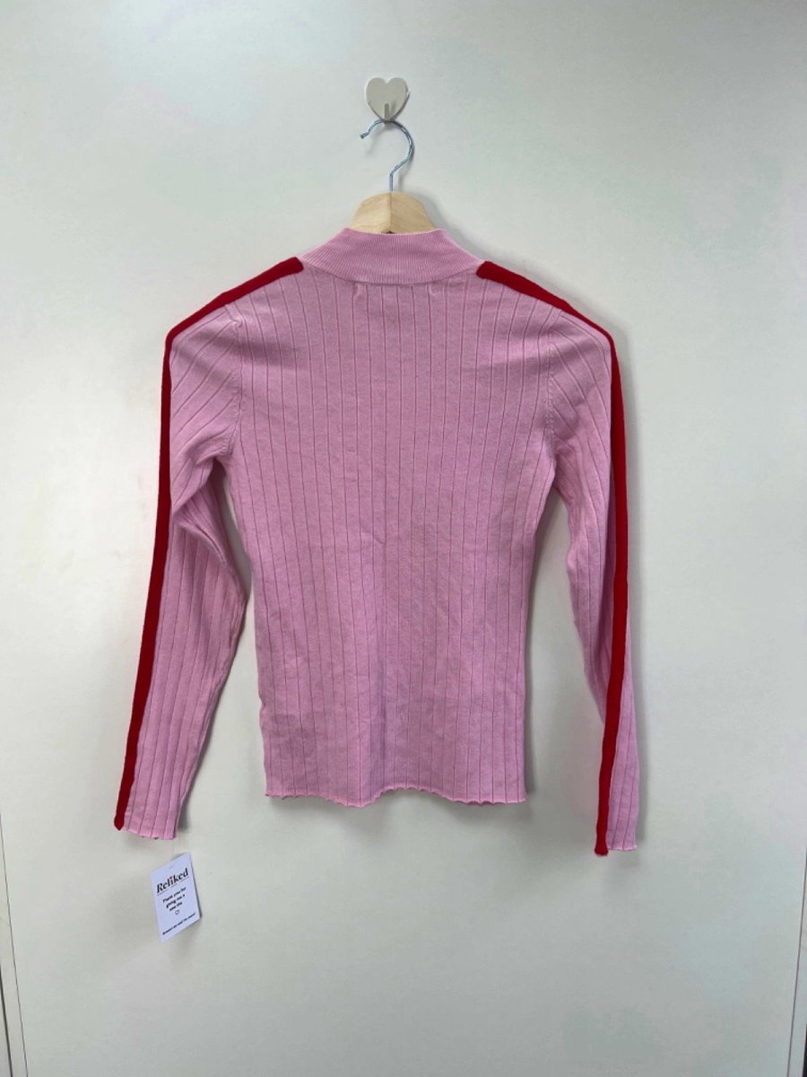 Lovers + Friends Pink Ribbed Turtleneck Jumper S - Reliked